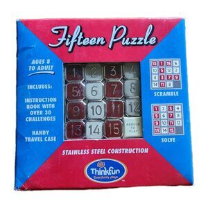 ThinkFun Fifteen Puzzle w Travel Pouch & Instructions Classic Puzzle Game New